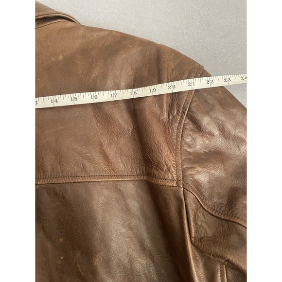 J.Crew Men XL Brown Leather Car Coat Jacket Patina Pebble Heavy Barn‎ Chore Y2K - Picture 10 of 16